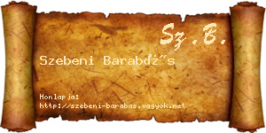 Szebeni Barabás névjegykártya
